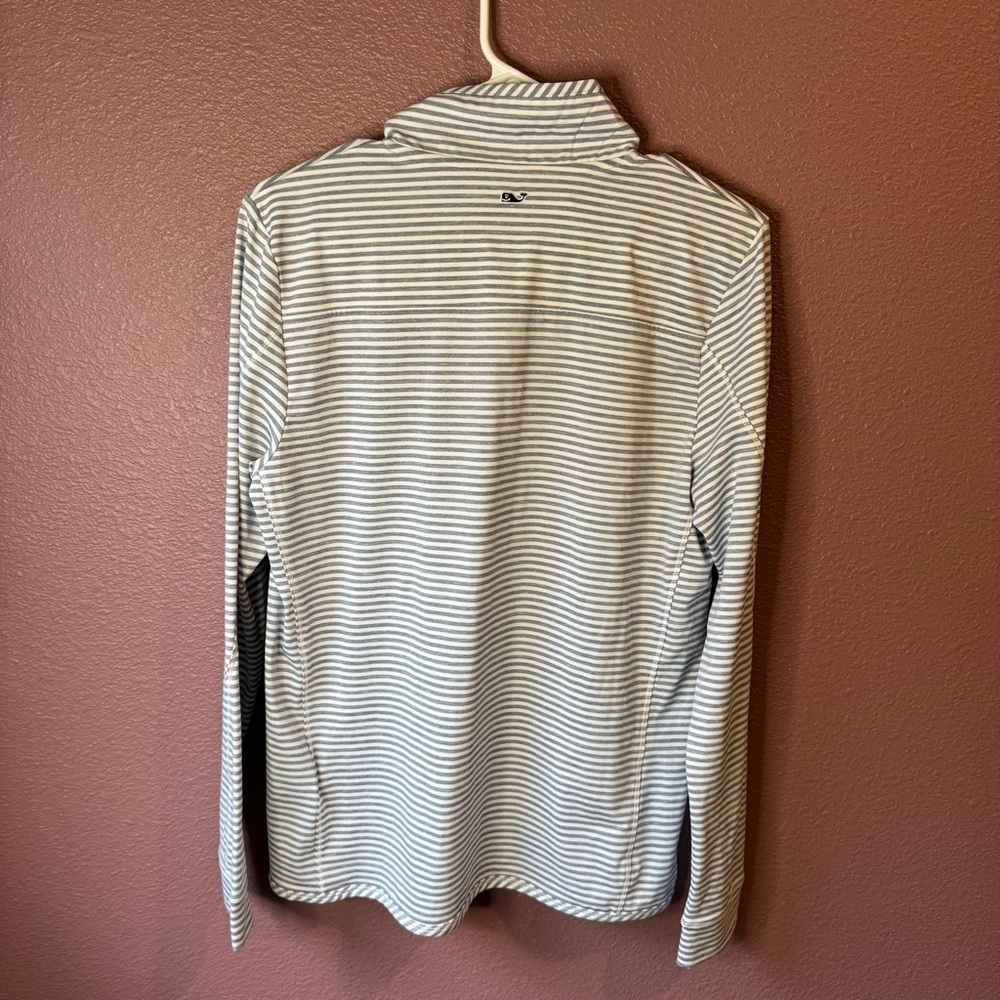Vineyard Vines Women’s Medium Gray and White Striped Quarter-Zip - Picture 6 of 7